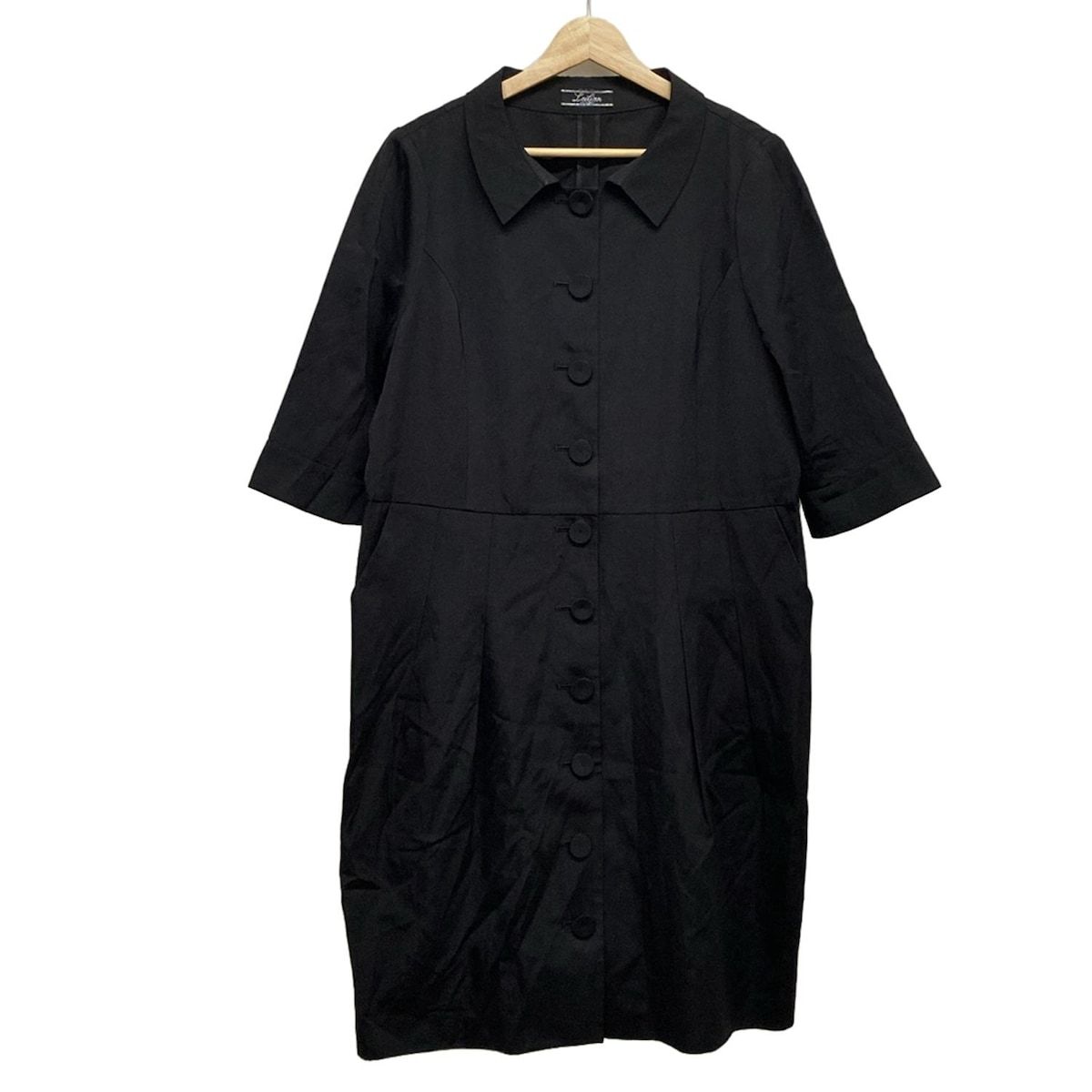 ⭐️新品⭐️Leilianレリアン　黒　七分袖チュニックワンピース　サイズ13＋ Leilian(レリアン) ワンピース サイズ13+ S レディース - 黒 七