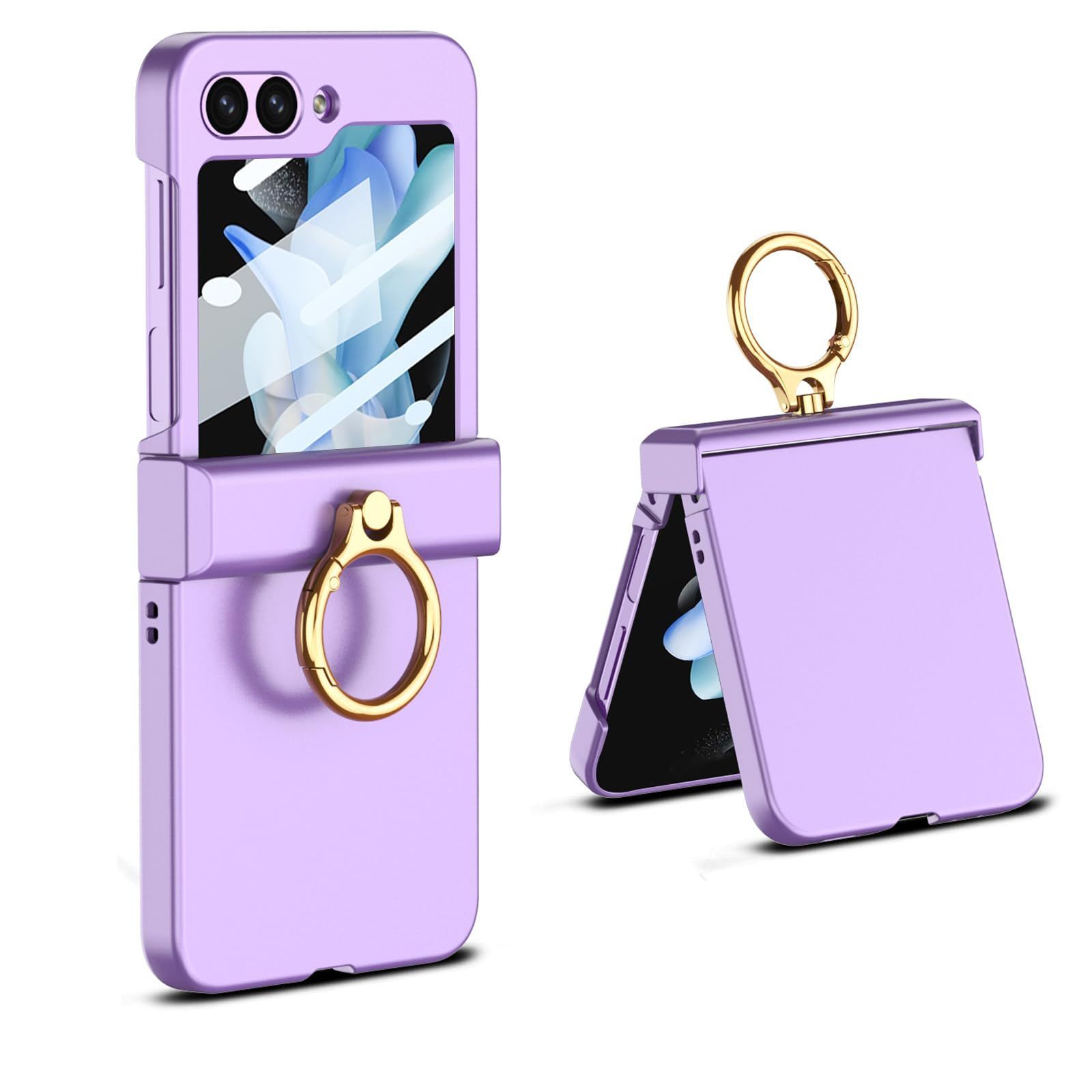 【人気商品】ギャラクシーz Flip5ケース flip5ケース Z Flip5 Z 5Gケース リング付き ヒンジ保護 Galaxy 折りたたみ 純正ケース レンズ保護/おしゃれ/落下防止/傷防止/自動ヒンジ/耐衝撃/全身保護ケース FODDOM Z Flip