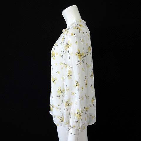 【sov. 】シフォン　シアー　ブラウス　金ボタン　ホワイト　とろみ Sov. / クルミボタンシフォンブラウス(SALE) TOPS Night STORE