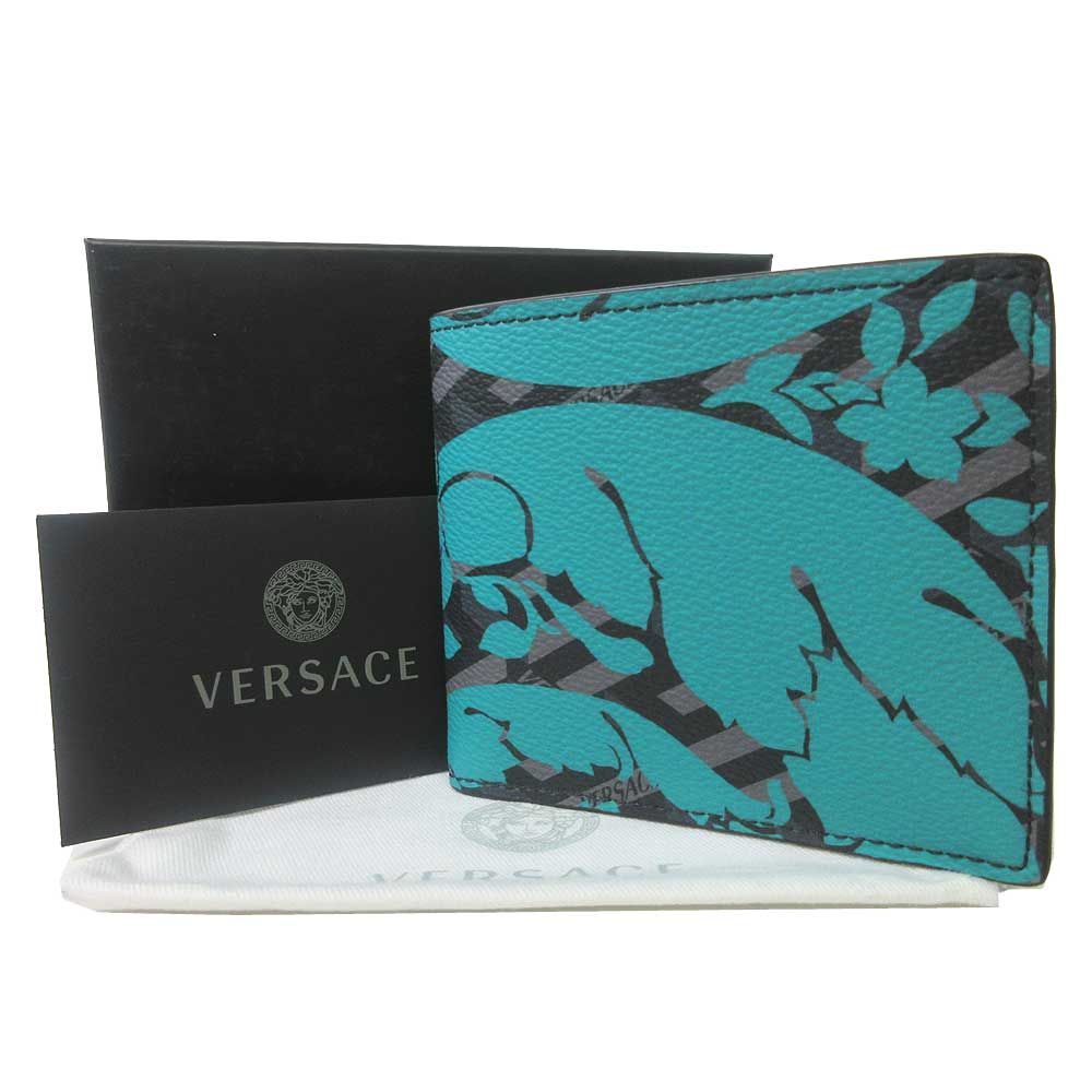 VERSACE グリーン 二つ折り財布 VERSACE 送料無料 ヴェルサーチ メデューサ 2つ折り 財布