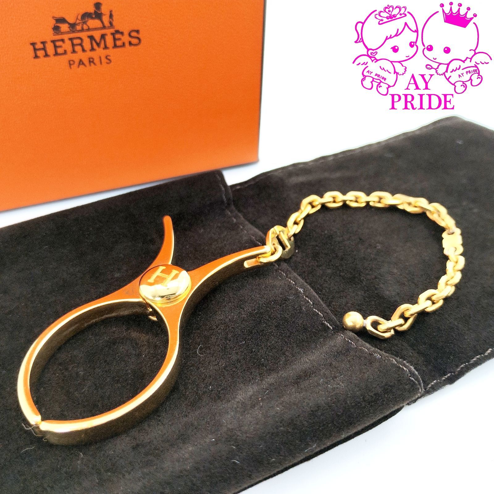 エルメス/グローブホルダー/ゴールドカラー/フィルー/手袋/あると便利♪(6376) エルメス 手袋ホルダー グローブホルダー フィルー Filou Hロゴ