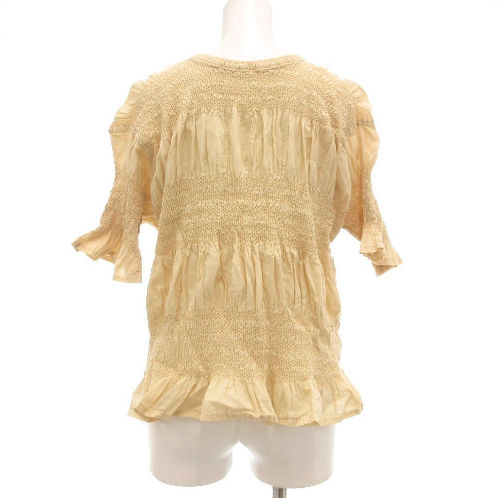 ミーイッセイミヤケ me ISSEY MIYAKE SHRINK STRIPE シュリンクストライプ ブラウス カットソー 半袖 クリームカラー |UO GY17