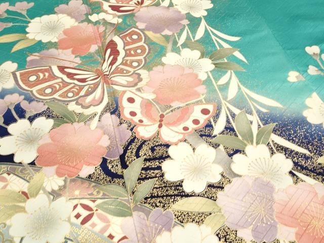 平和屋着物○豪華振袖 花蝶文 暈し染め 金銀彩 正絹 逸品