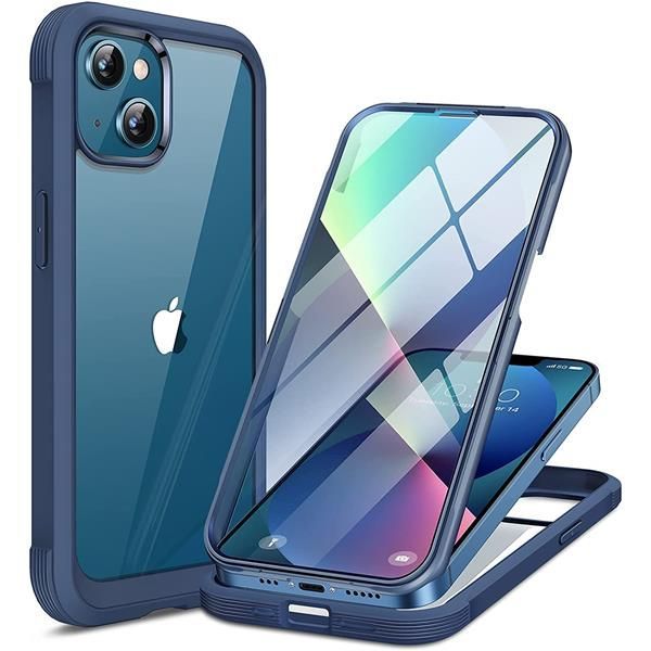 ダークブルー Miracase iPhone13 用 ケース スマホケース iphone13 用 カバー 9H 強化ガラス 2021 6.1インチ フルカバー 360保護 ワイヤレス充電対応 ダークブルー