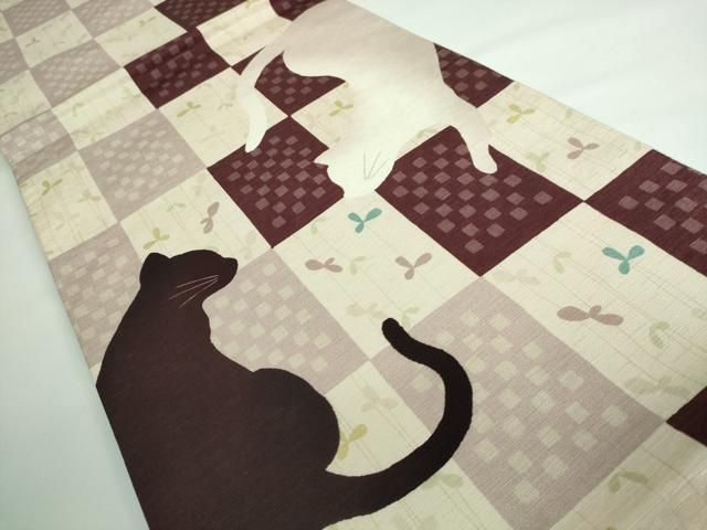 京袋帯 猫シルエット