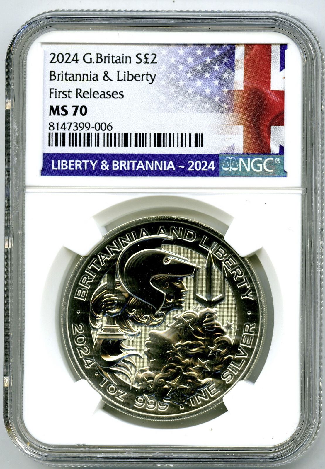 2025 GREAT BRITAIN 1OZ SILVER NGC MS70 BRITANNIA AND LIBERTY FIRST RELEASES