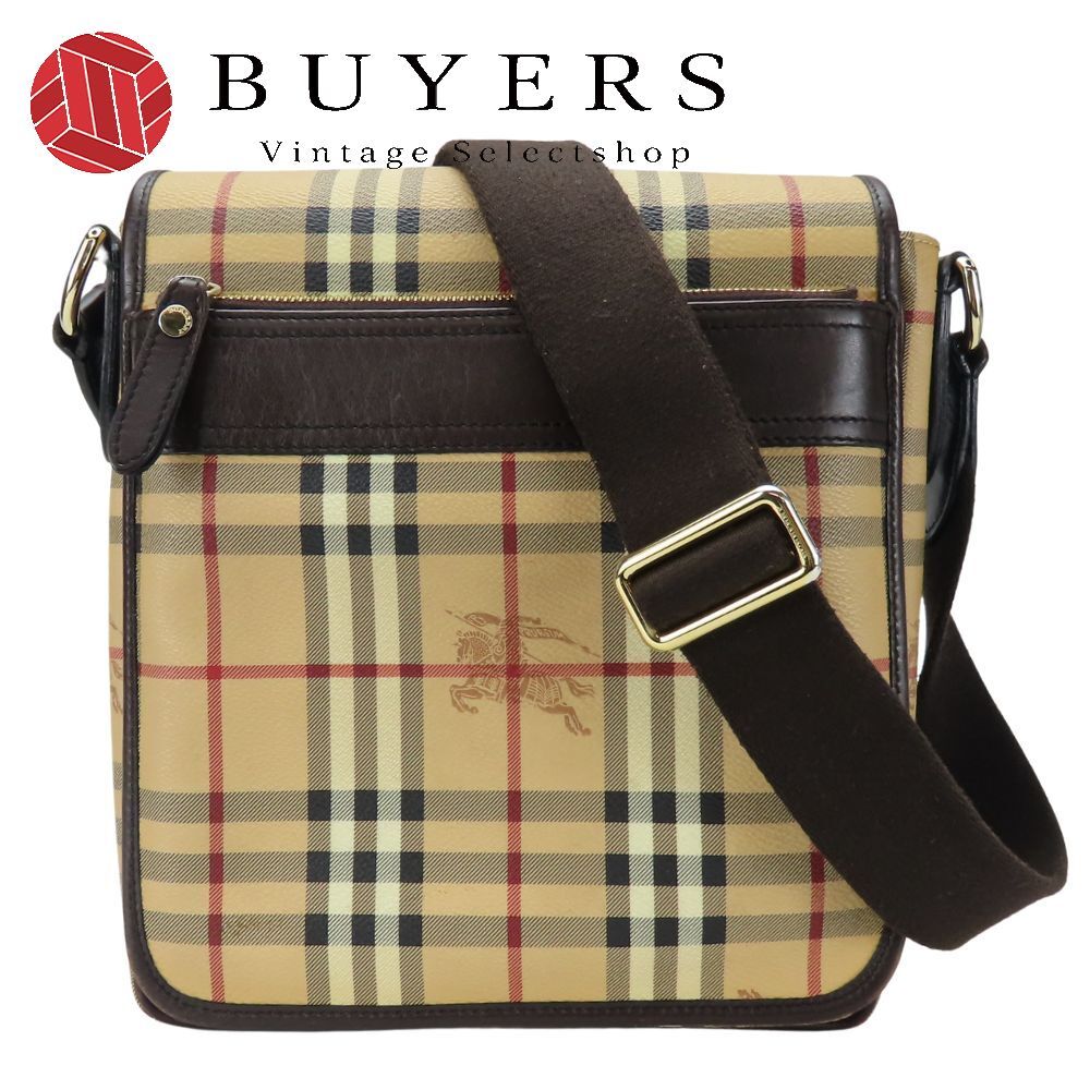 良品 BURBERRY バーバリー ショルダーバッグ ノバチェック PVCレザー