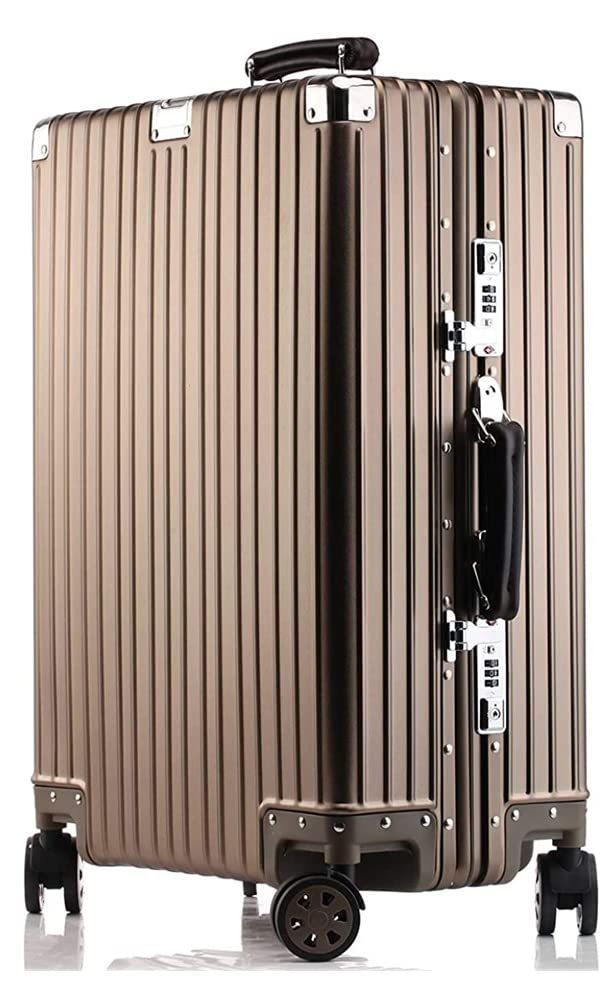 Size Sサイズ|1-3泊|35L|機内持込_Color ゴールド lanbao スーツケース オールアルミ合金 キャリーケース 機内持ち込み 大容量 アルミ合金ボディ TSAロック 静音ダブルキャスター 軽量 旅行出張1802 ゴールド Sサイズ|