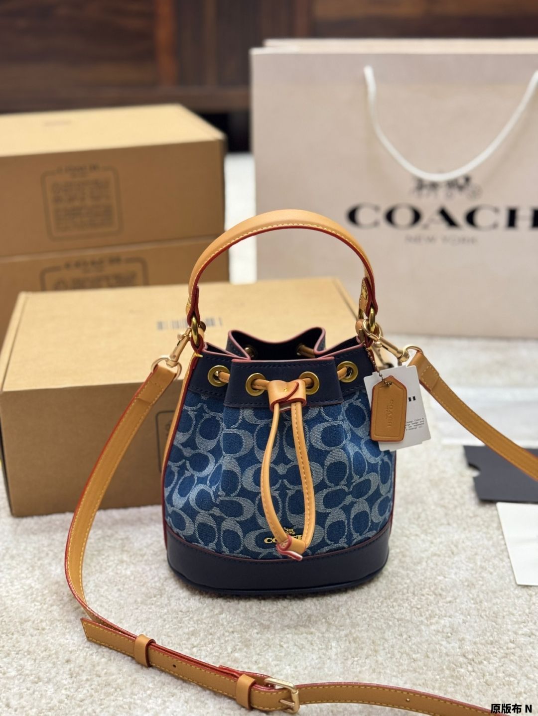 最安プラン 今日特価】COACH Denim デニム Bag・コーチ Bucket Mini バッグ