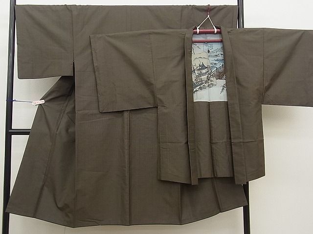 平和屋野田店■男性　紬　アンサンブル　亀甲文様　逸品　BAAF4018jr