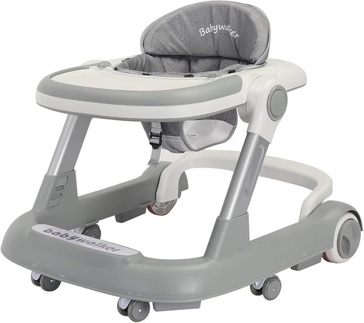 UBRAVOO 歩行器 2in1 ベビーウォーカー 赤ちゃん 折りたたみ 高さ調整 手押し車 横転防止 コンパクト 収納便利 ベビー用品 おしゃれ 出産祝い プレゼント 6～18か月 はいいろ
