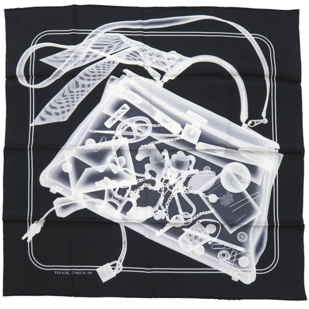 新品同様 エルメス カレ70 プリーズ チェックイン PLEASE CHECK-IN  