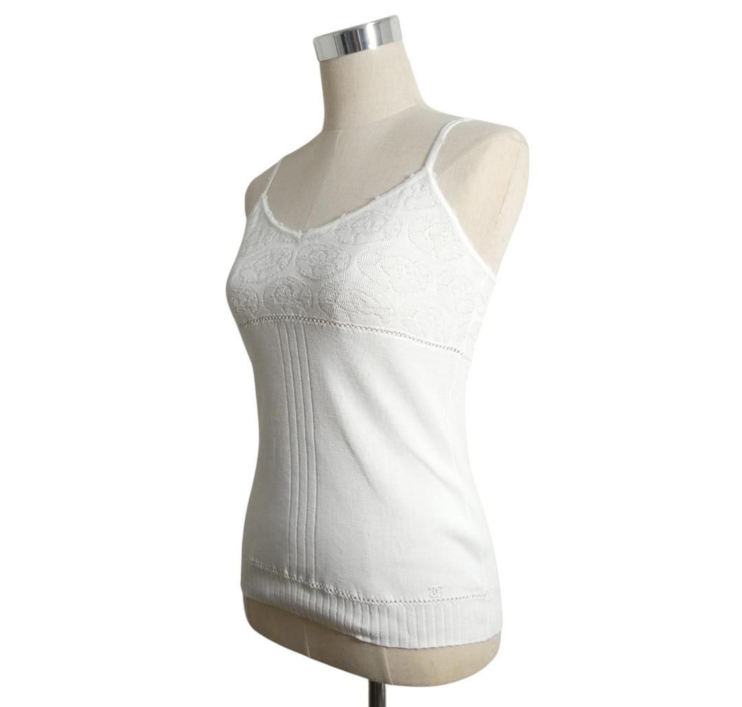 美品 CHANEL シャネル サイズ38 カメリア 刺繍 ココマーク コットン