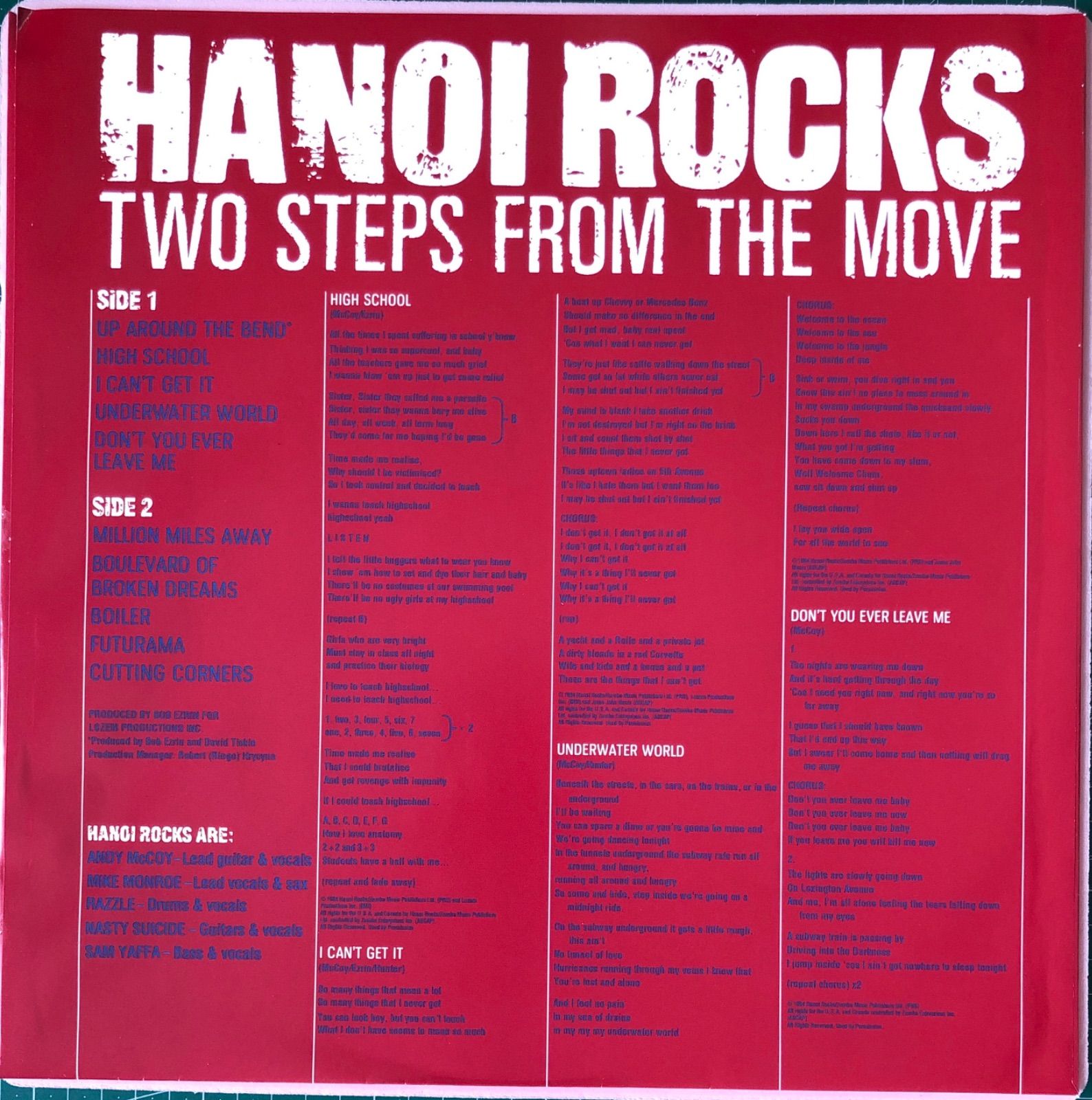 Hanoi Rocks Two Steps From The Move レコード HANOI ROCKS Two Steps from the Move VINYL LP - Andy McCoy