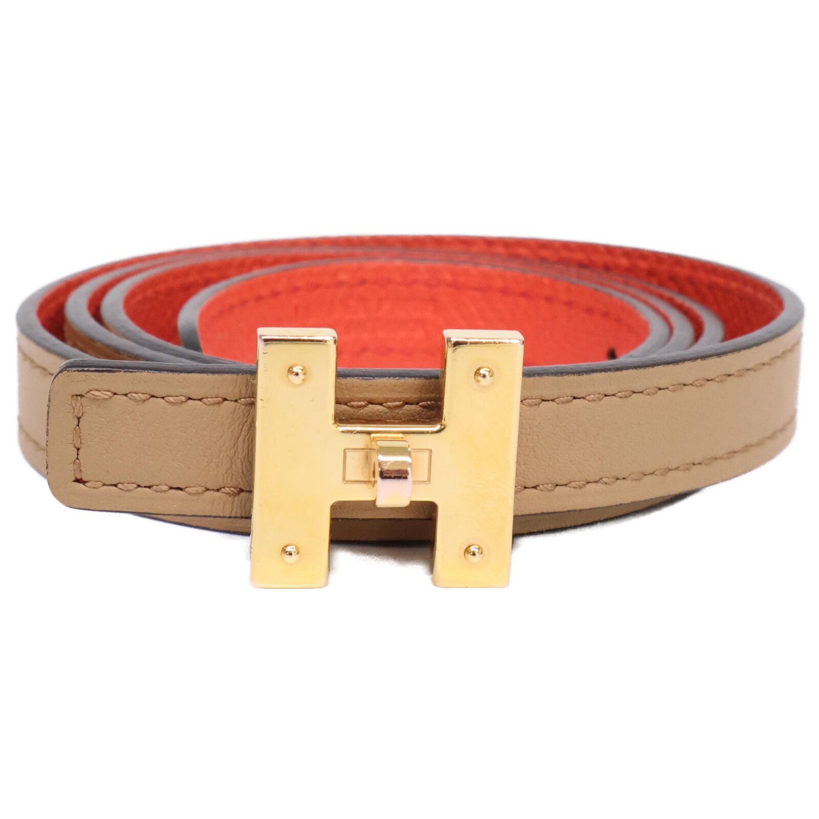 エルメス 【美品】ターンロックデザインHバックル U刻 13mm レザー リバーシブル 65 HERMES エルメス 【美品】ターンロックデザインHバックル U刻 13mm