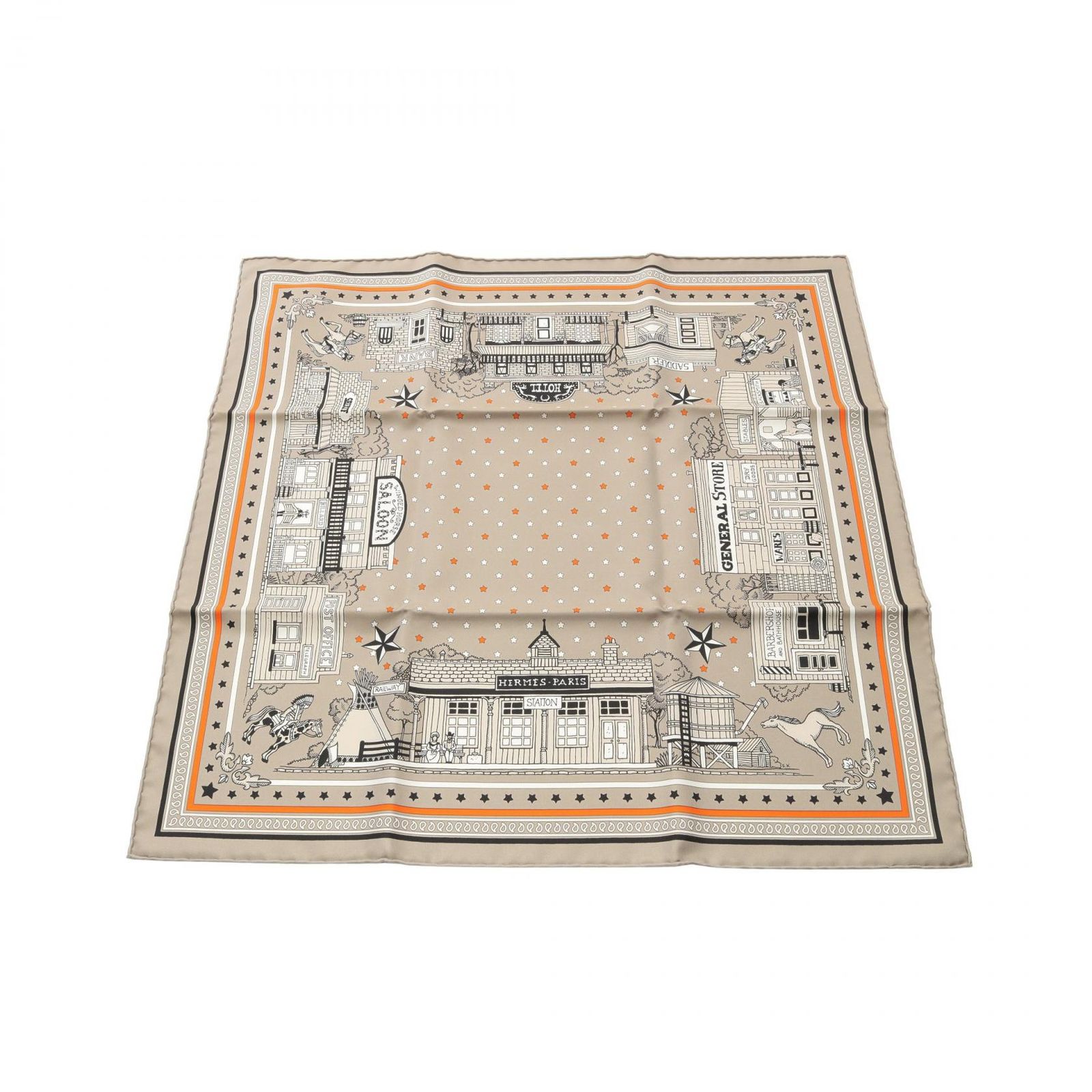 エルメス HERMES スカーフ カレ55 Hermes Paris Station グリサンドル 