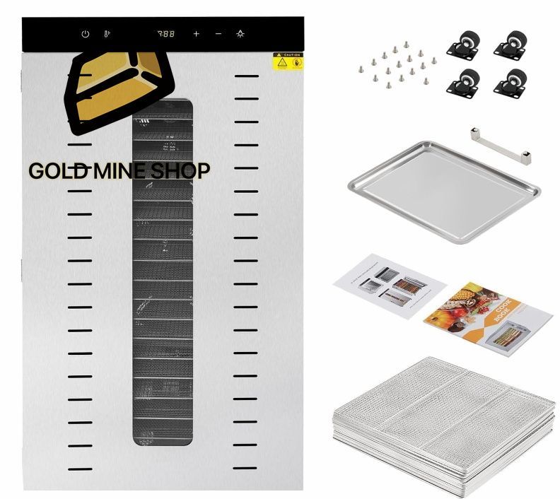 食品乾燥機 業務用 20層 大容量 電気食品乾燥機 フードドライヤー 電気食品脱水機 ステンレススチールトレイ付き、デジタルタイマー、温度制御、凍結乾燥機、野菜、果物、スパイス
