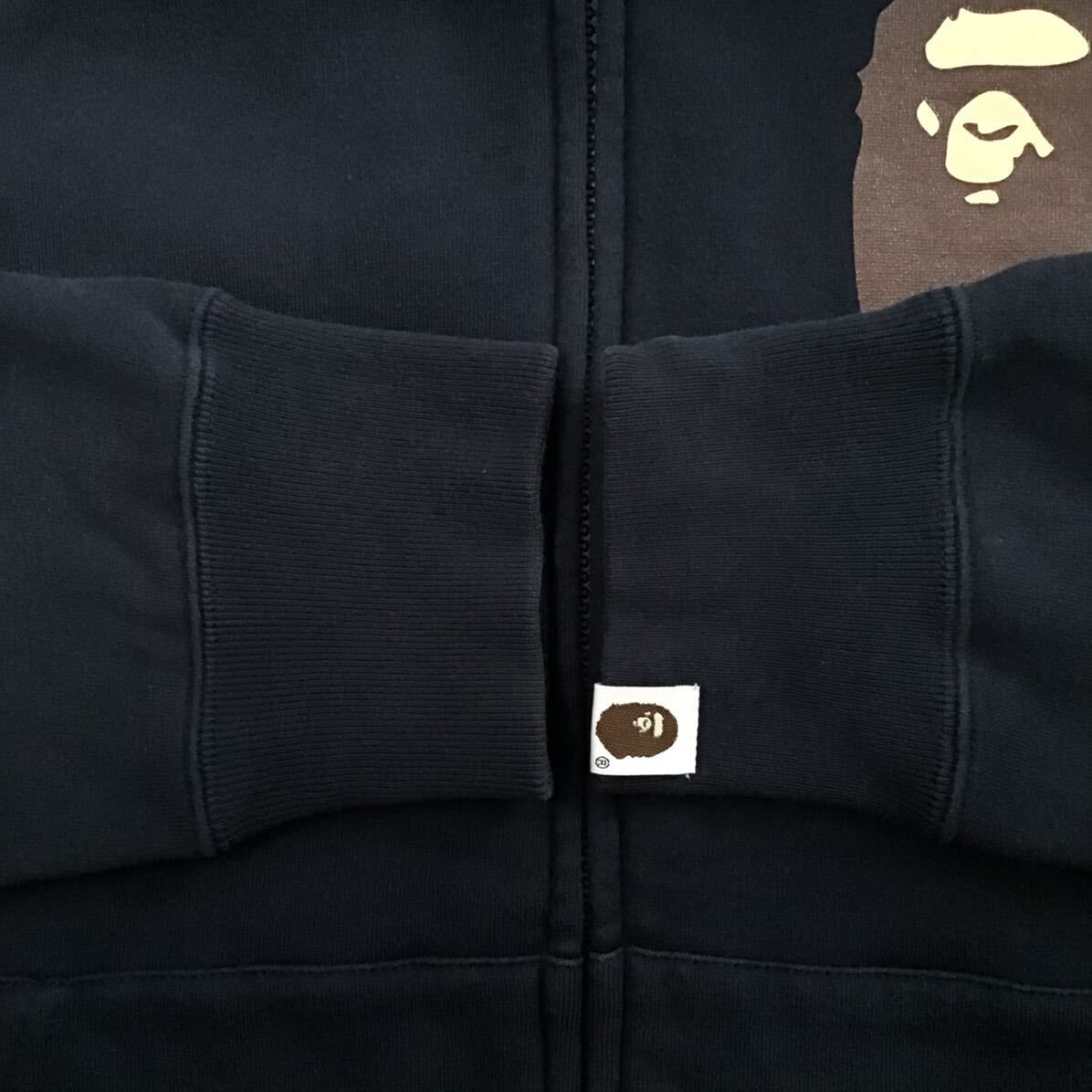 BAPE head logo フルジップ パーカー Lサイズ ネイビー a bathing ape full zip hoodie エイプ ベイプ アベイシングエイプ