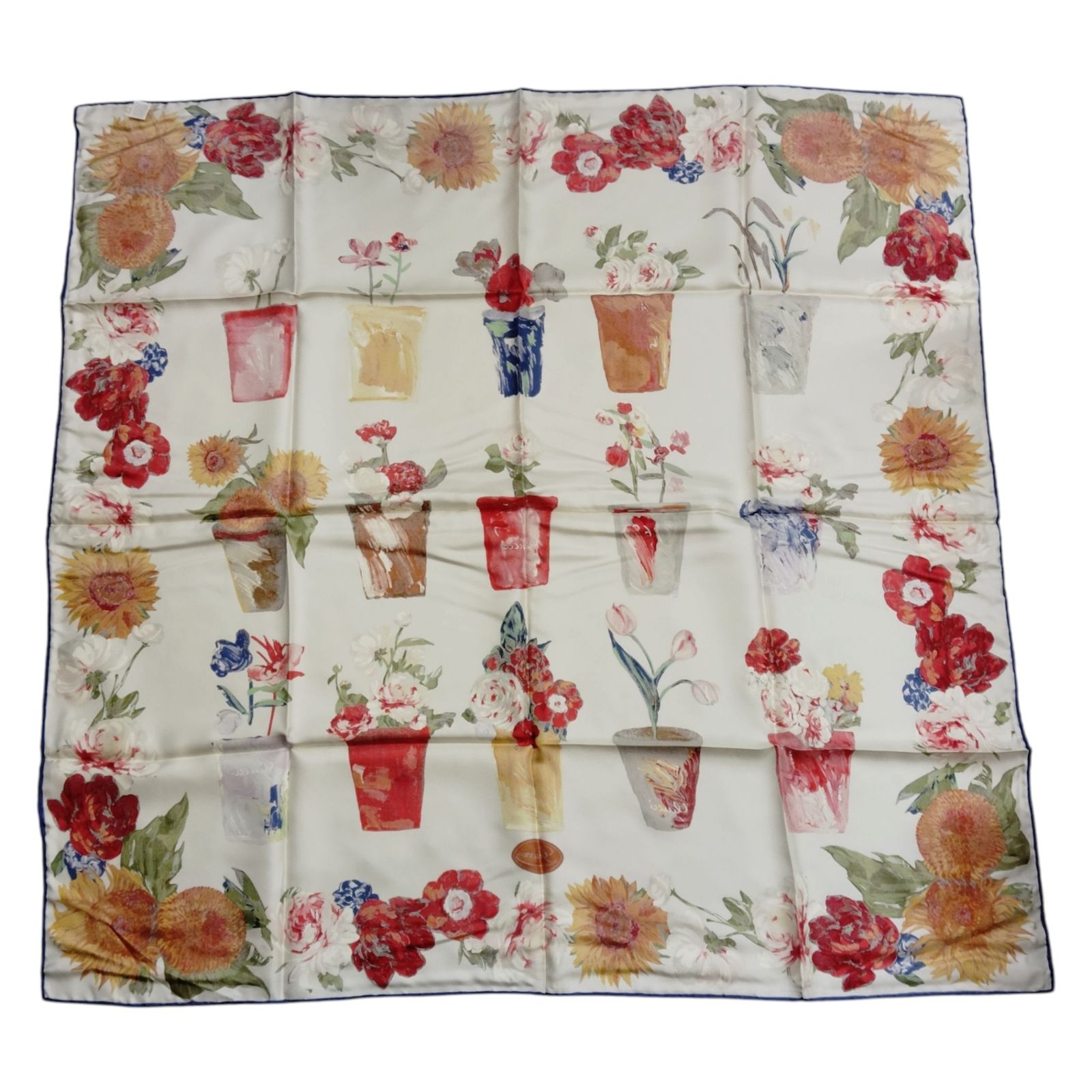 中古品】 GUCCI グッチ スカーフ フラワー 花 鉢 チューリップ