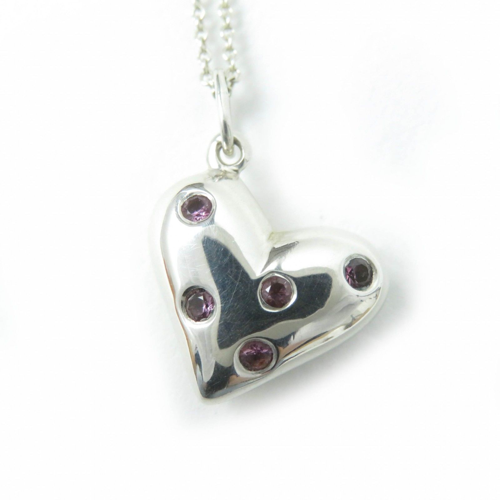 美品 ティファニー ドッツ ハート ピンクサファイア ネックレス