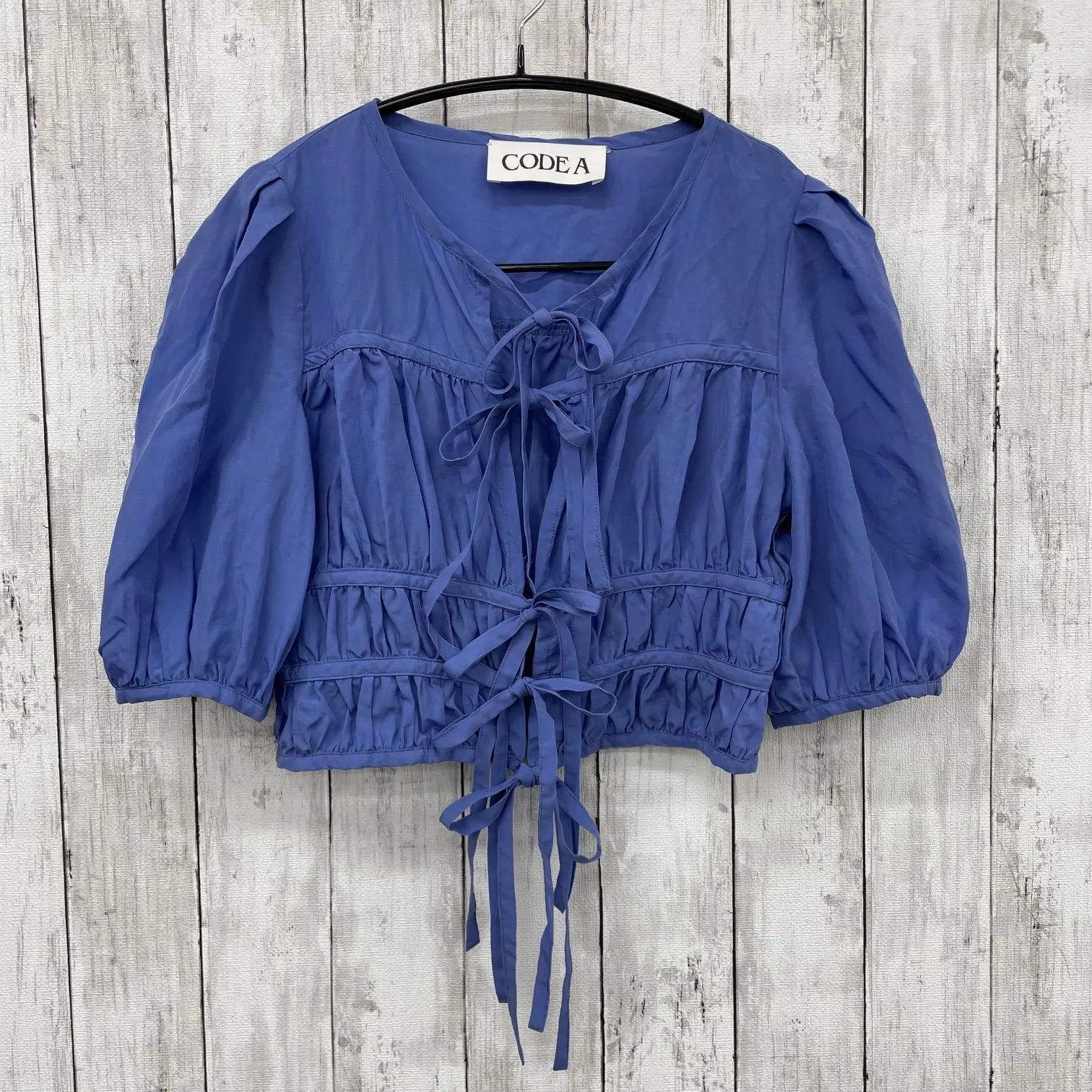 CODE A 】コードエー ribbon gather blouse フロントリボン ギャザー 