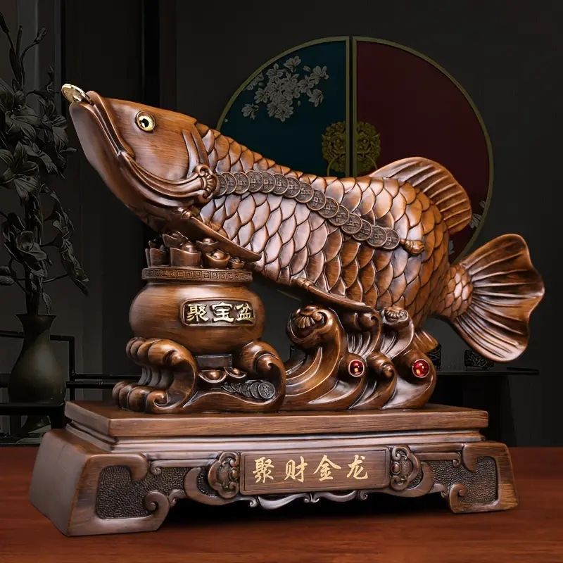 1pc オリエンタル伝統的な金魚飾り 幸運の樹脂像アートクラフト 本棚 ホーム リビングルーム オフィスキャビネットの装飾 部屋の卓上玄関の装飾 バレンタイン新年イースターパーティーの装飾
