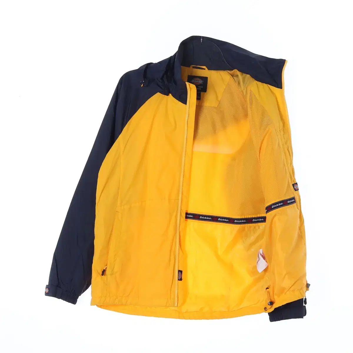 M DICKIES(ディッキーズ) 黄色 バイカラー ウインドブレーカー フード ジップアップ ジャケット ブルゾン
