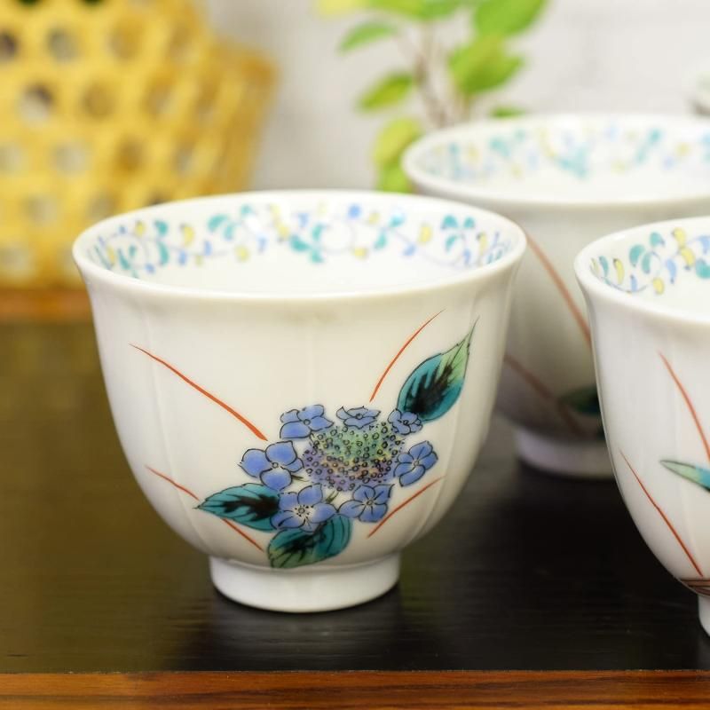 九谷焼 来客用 湯呑み 5客セット 菊詰 高級 和食器 湯呑み茶碗 : 和座