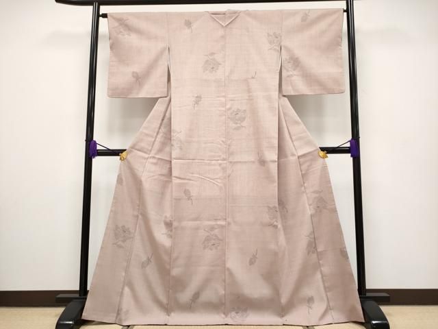 平和屋本店■極上　本場結城紬　重要無形文化財　80亀甲　舞花文　梅染色地　逸品　CYAA2520s5 平和屋本店□極上 本場結城紬 重要無形文化財 80亀甲 舞花文 梅染色地