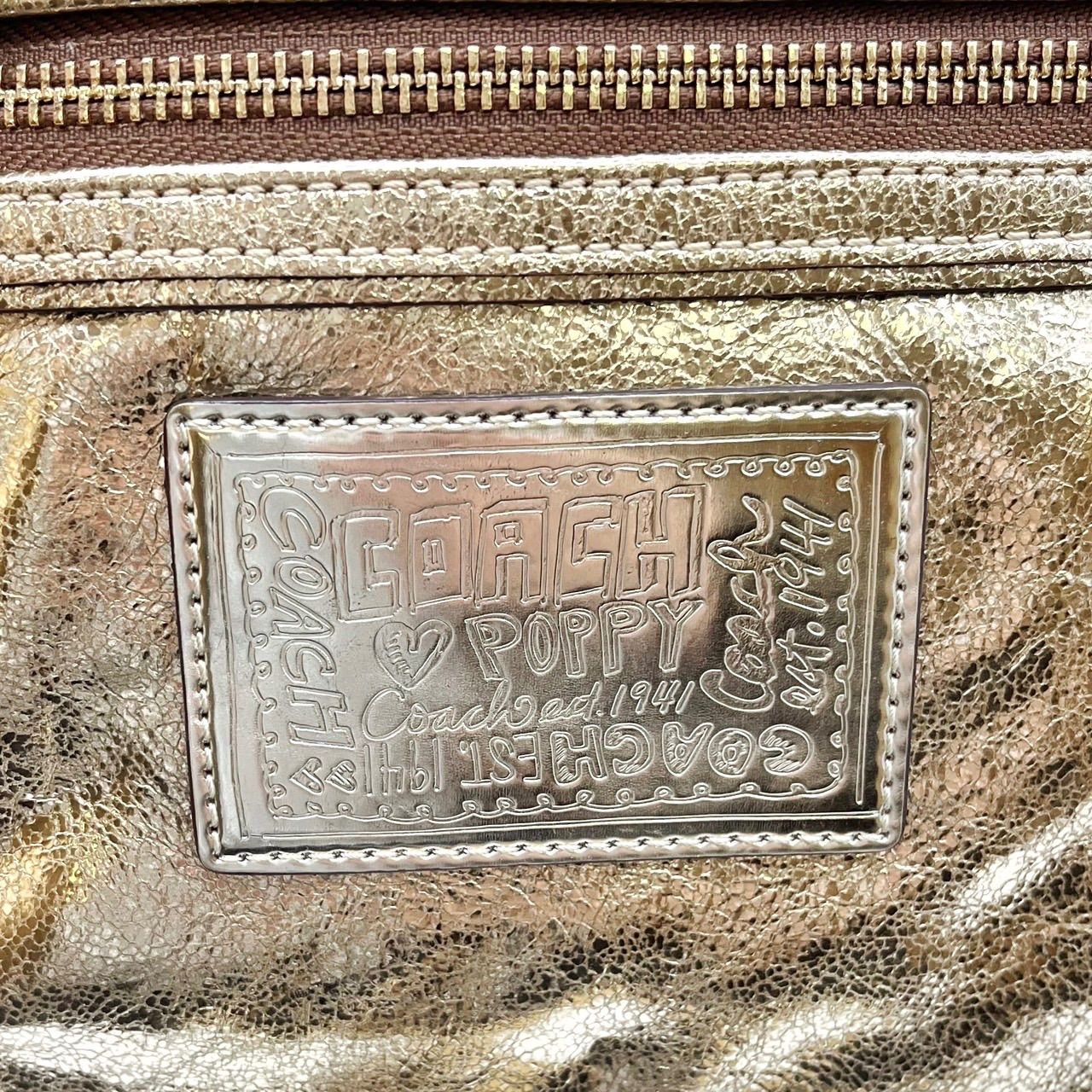 ✨良品✨ COACH コーチ poppy ポピー トートバッグ レザー 革 ゴールド