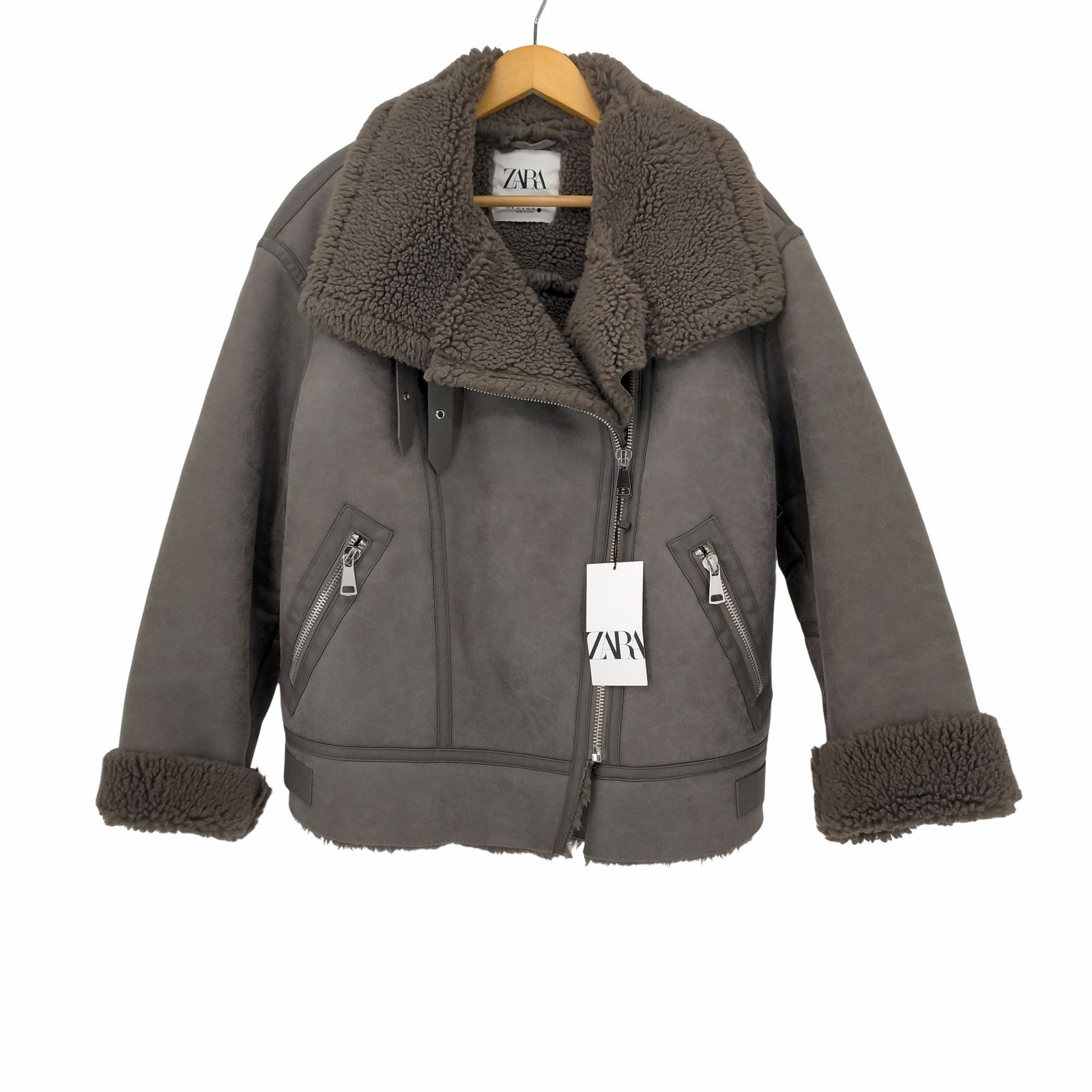 ZARA B3ジャケット ZARA フェイクレザー B-3 ムートンジャケット ブラック S - メルカリ