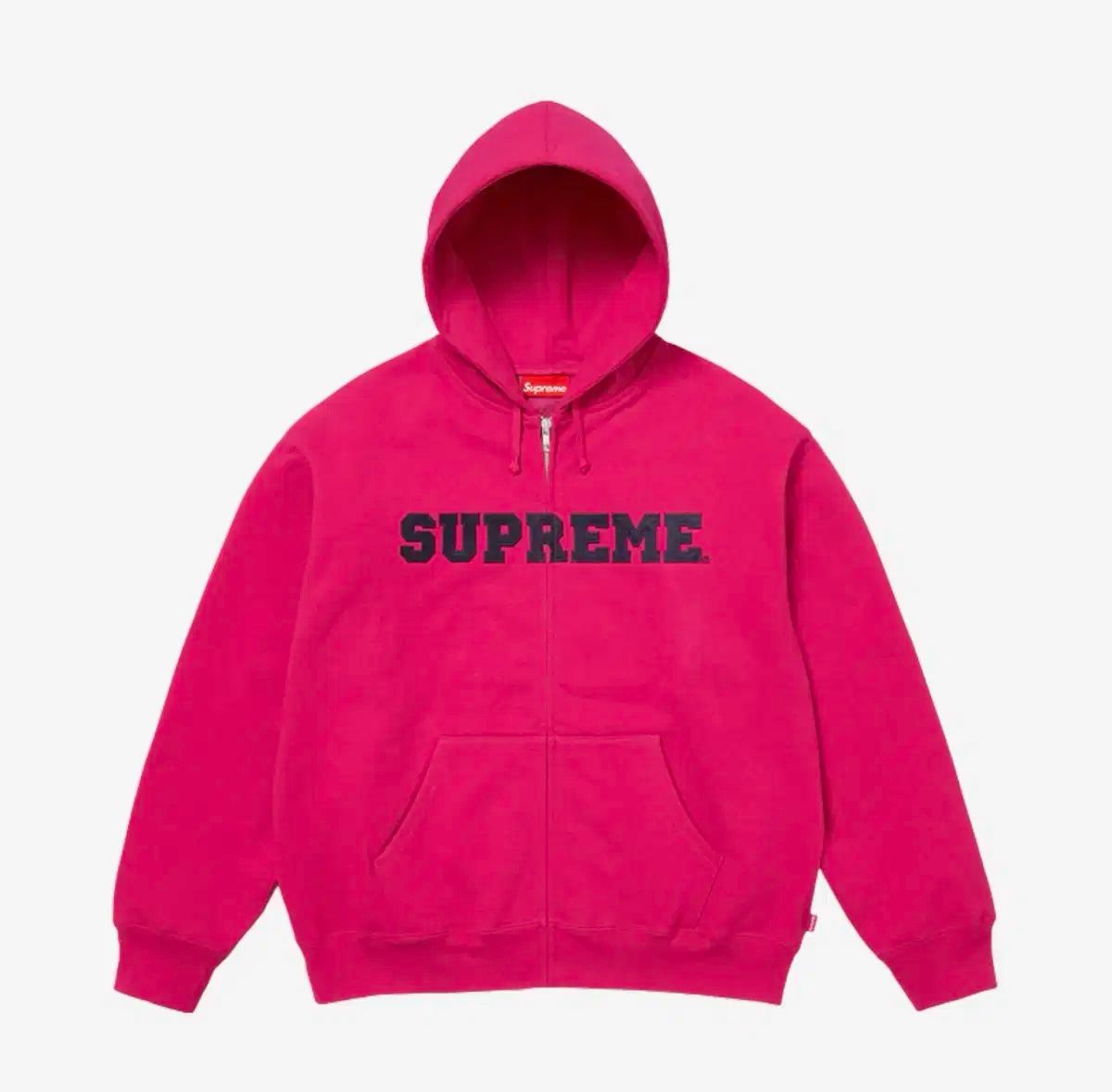 Supreme シュプリーム アップリケ ジップアップパーカー フード付き ピンク L size