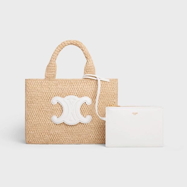 新品 CELINE セリーヌ スモール カバ タイス ラフィア