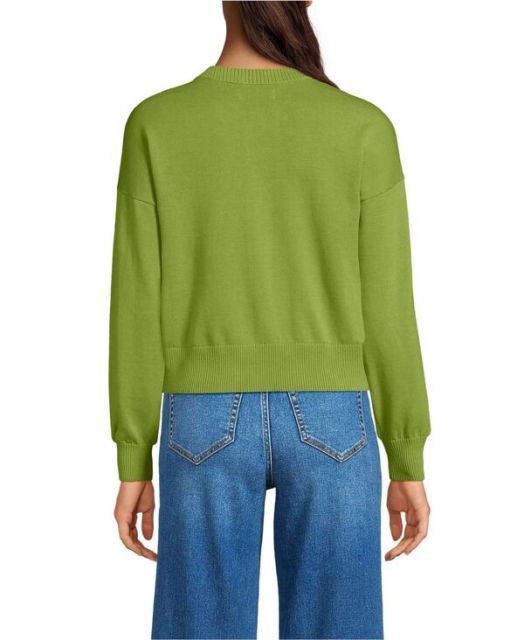 送料無料 ランズエンド レディース ニット セーター アウター Women s Cropped Fine Gauge Crew Neck Cardigan Sweater Winter pear