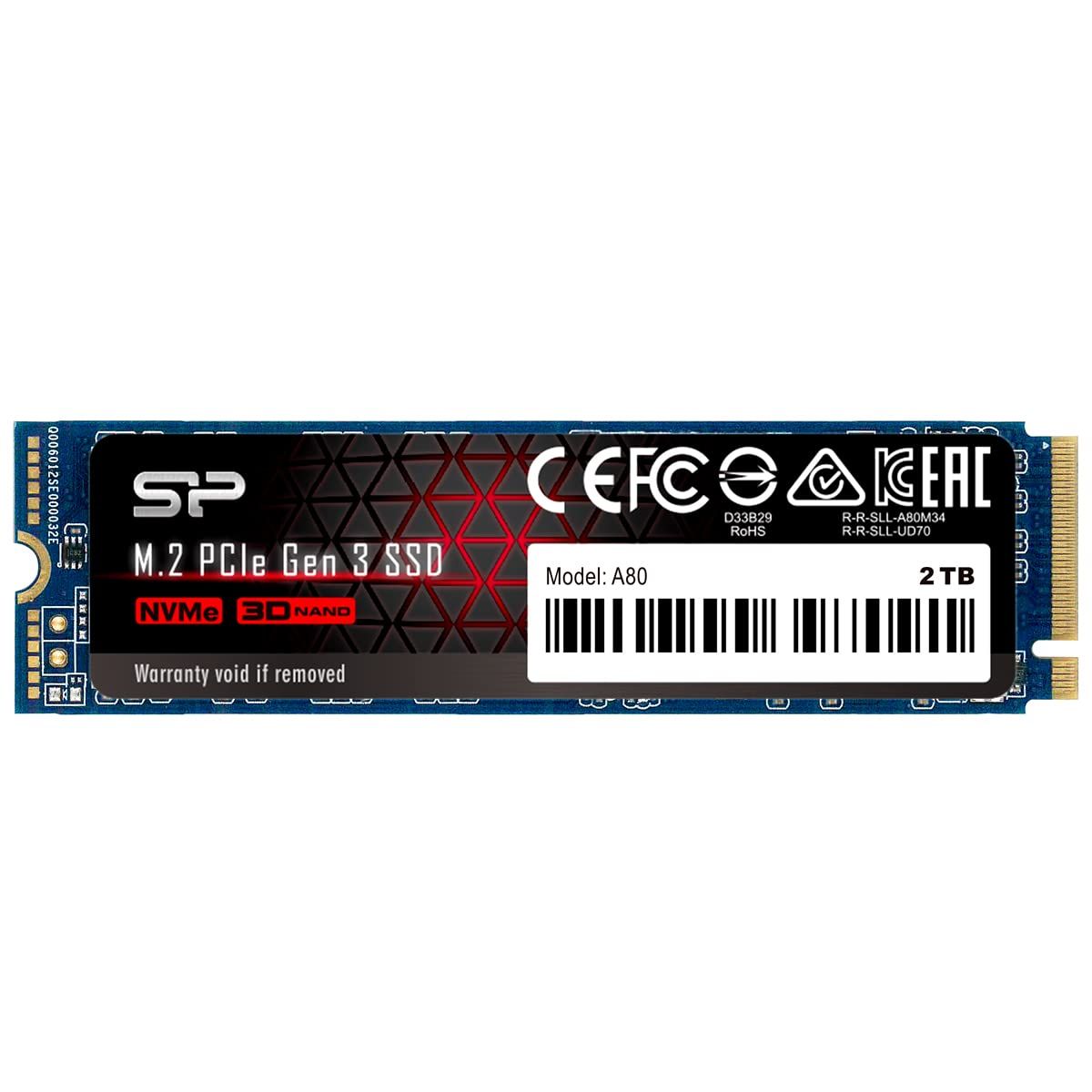 シリコンパワー SSD 2TB 3D NAND M.2 2280 PCIe3.0×4 NVMe1.3 P34A80シリーズ 5年保証 SP002TBP34A80M28 [単品] [2TB] [PCIe3.0 高速]
