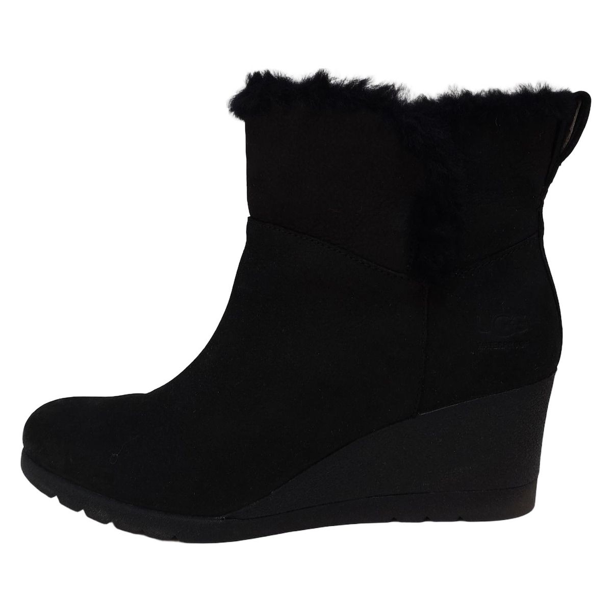 UGG アグ ショートブーツ 24.5 レディース デヴォラ 1103824 黒 ウェッジソール ムートン