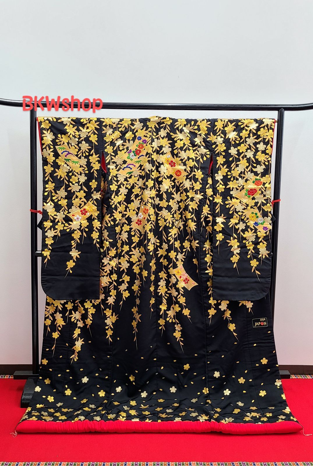 黒地しだれ桜短冊 桂由美