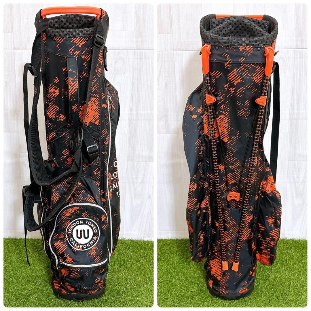 超軽量 OUUL オウル キャディバッグ スタンド式 ゴルフバック 黒 オレンジ 超軽量 OUUL オウル キャディバッグ スタンド式 ゴルフバック 黒