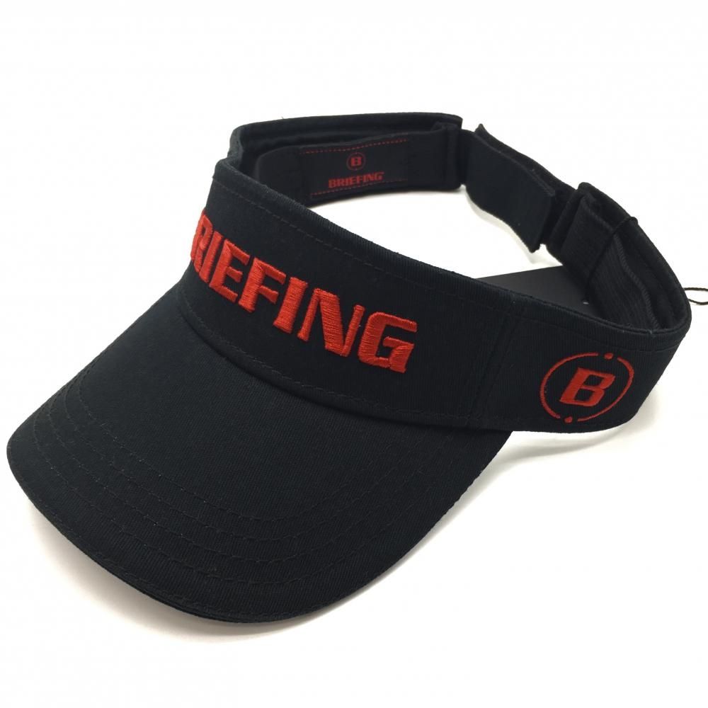 【新品】ブリーフィング サンバイザー 黒×レッド ロゴ刺しゅう F  ゴルフウェア BRIEFING