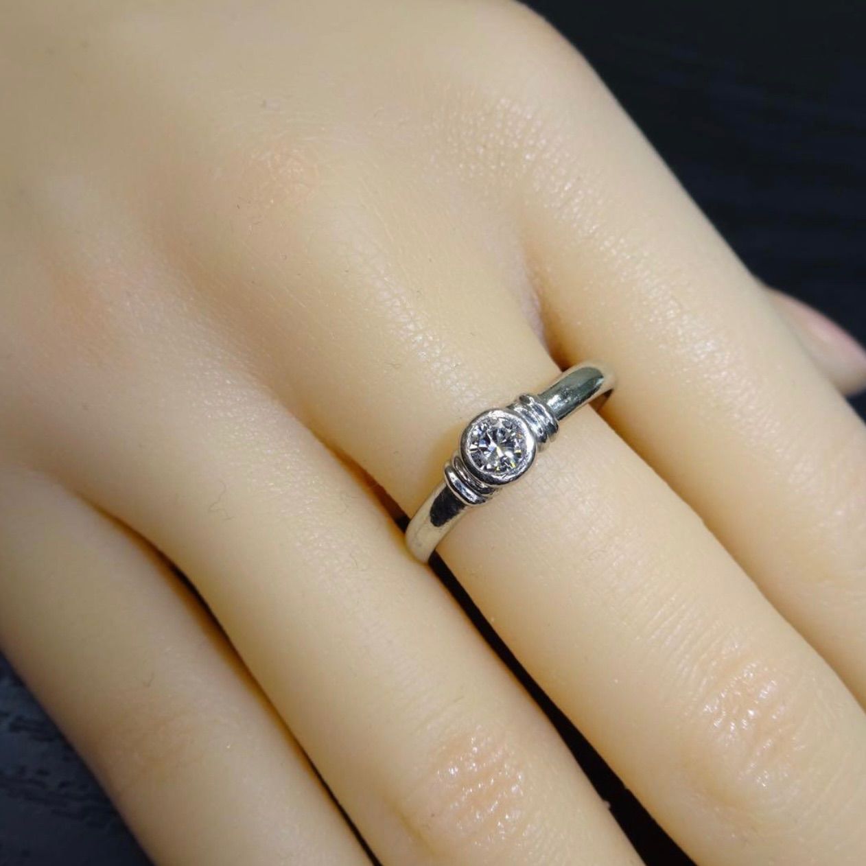 プラチナ pt900 天然ダイヤモンド0.20ct 1石 シンプル デザイン リング 