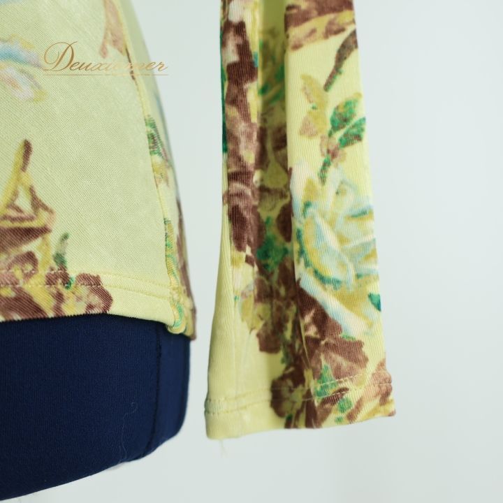 社交ダンス 衣装 チャコットロイヤルダンス Chacott ROYAL DANCE トップス イエロー系 花柄 ストレッチ 伸縮 明るい 華やか 上品 黄 茶 緑 長袖 ブラウス かわいい ブラウン系 グリーン系 WWW_NOITHATQUANGTHANH_NET