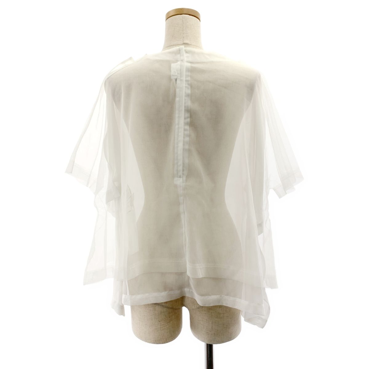 【美品】  COMME des GARCONS / コムデギャルソン | 2022SS | ポリエステル チュール レイヤード バックジップ ブラウス | S | ホワイト | レディース 美品】 COMME des GARCONS / コムデギャルソン | 2022SS