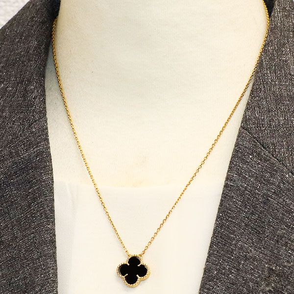 ヴァンクリーフ 18kt 旧型 アルハンブラ ネックレス オニキス ヴィンテージ ヴァンクリーフ＆アーペルヴィンテージ アルハンブラ 旧型