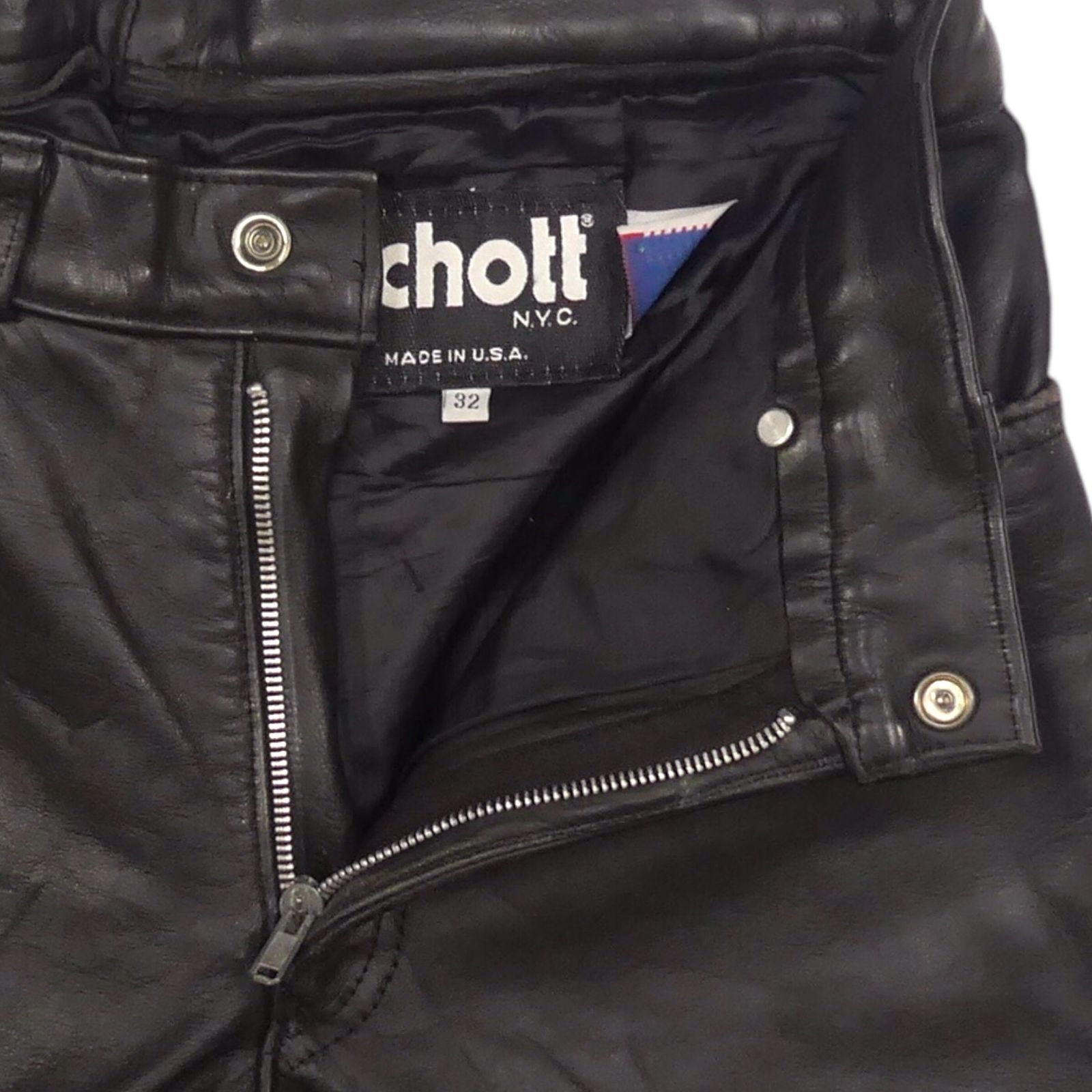 USA製 Schott ショット レザーパンツ 本革 W32 革パンツ 90s