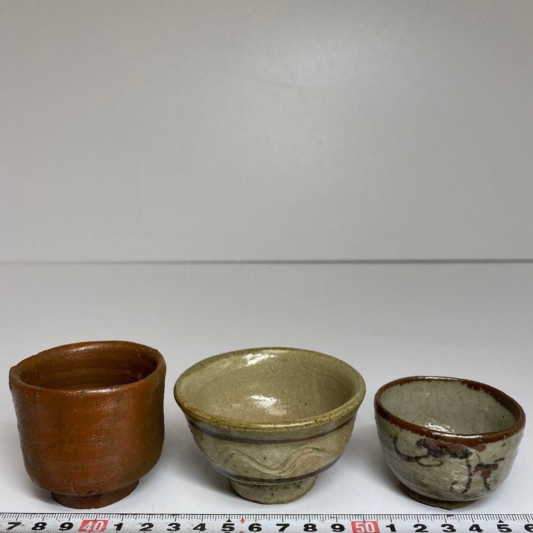 島岡達三等　名工ぐい呑3点　直径5.8/7.7cm 東H5-1031④タサオ 島岡達三等 名工ぐい呑3点 直径5.8/7.7cm 東H5-1031④タサオ