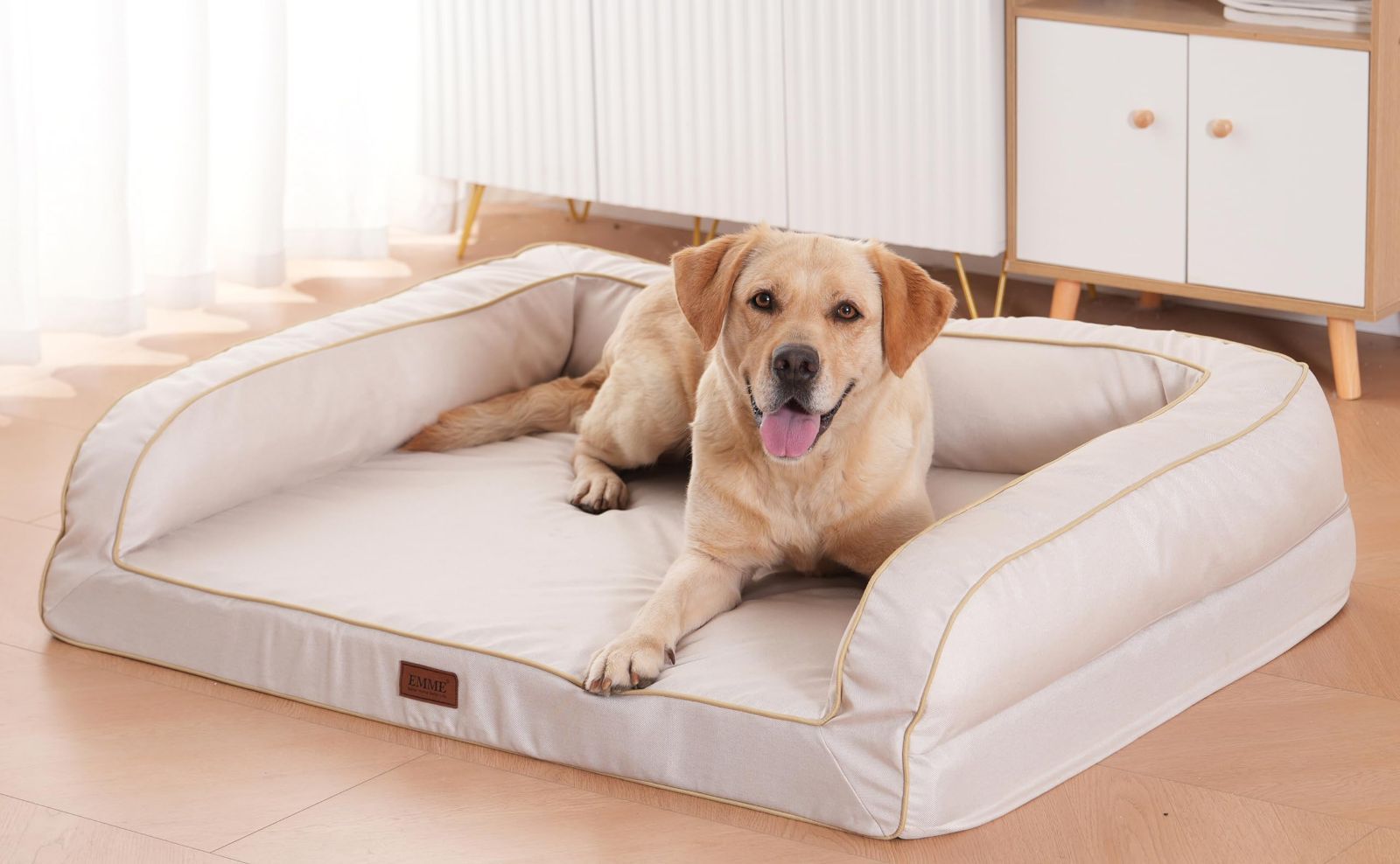 人気商品 中型犬 大型犬 オールシーズン 滑り止め 取り外せるカバー 多頭飼い 洗える 洗える 猫 子犬 高齢犬 高反発 ペット用ベッド111X86X26cm クッション性が 枕付き ペットクッション 蒸れにくい 通気性 アイボリー さらさら 犬用ベッド ペ