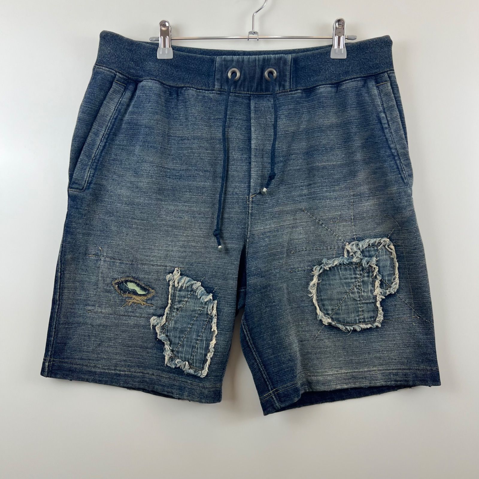 POLO RALPH LAUREN indigo boro sweat shorts M ポロ ラルフ