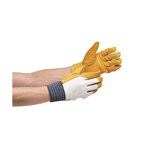 〔まとめ〕 ミドリ安全 牛表革 手袋 MT-14D 甲メリヤス 黄 MT-14D-KOUMERI-Y 1双 〔×3セット〕 グローブ
