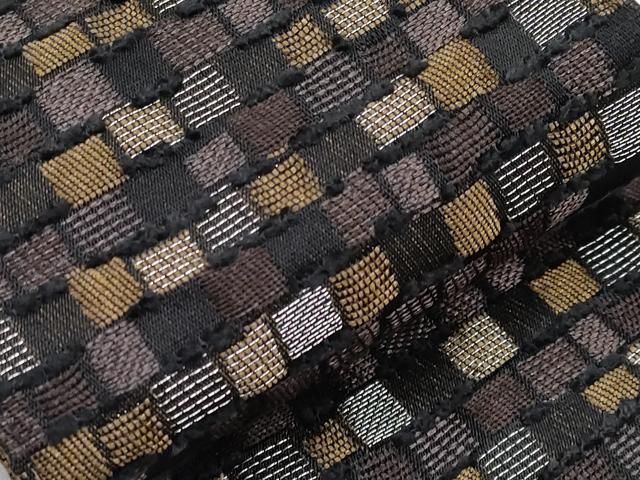 平和屋本店□極上 男性 両面 角帯 格子柄 黒地 金銀糸 CYAA1713s5