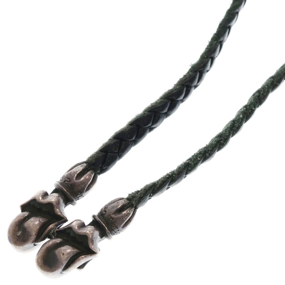 CHROME HEARTS (クロムハーツ) LEATHER BRAID リップアンドタンレザーブレード ネックレス ブラック/シルバー